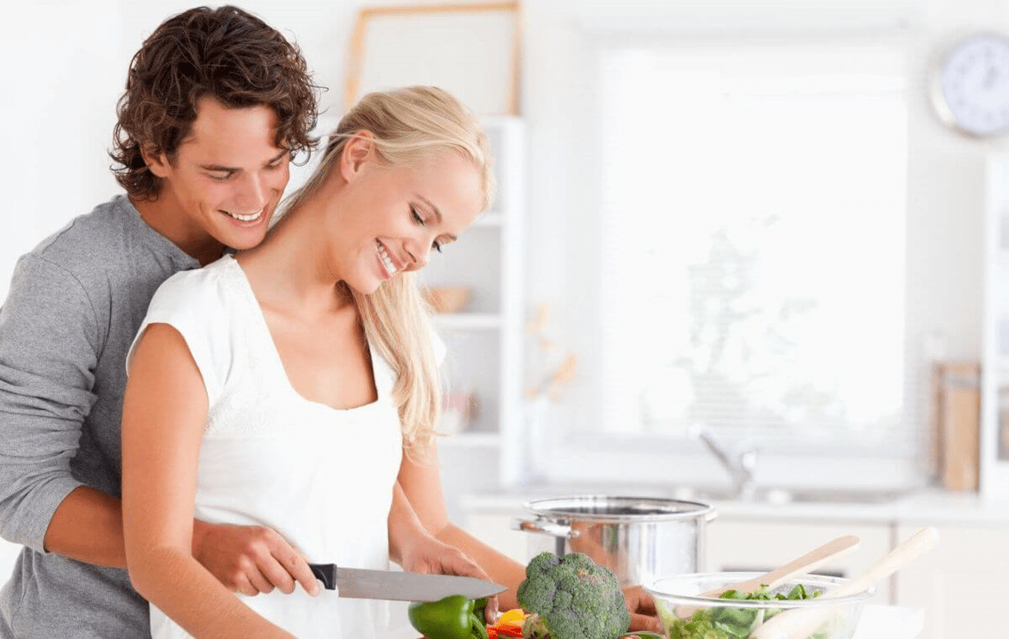 A young couple kitchen